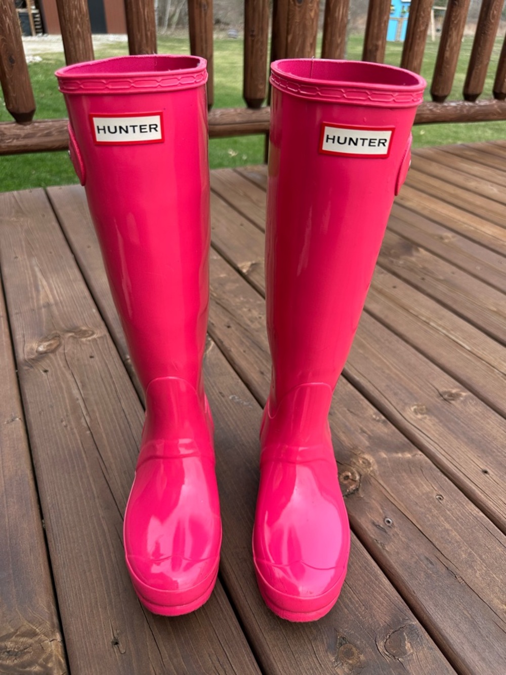 Hunter Glossy Hot Pink Tall Rain Boots